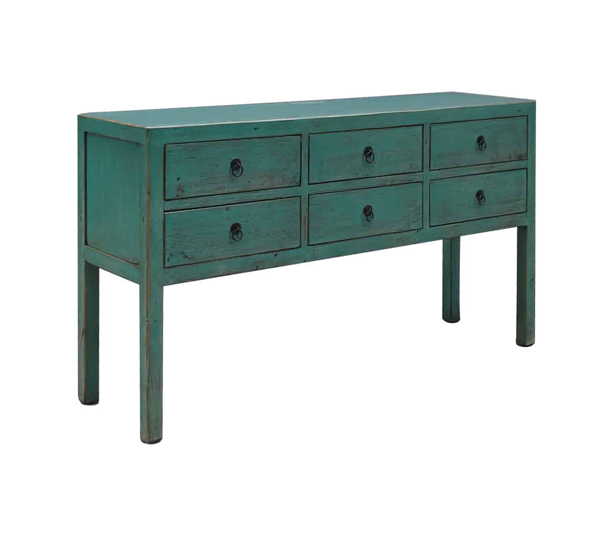 Groen-houten-wandtafel-met-6-lades