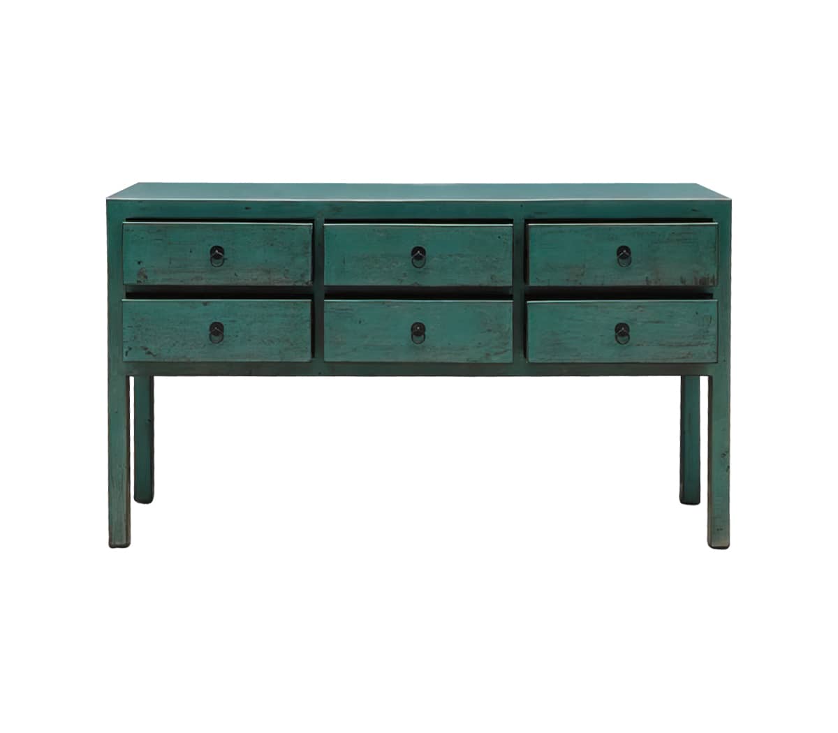 Groen-houten-wandtafel-met-6-lades