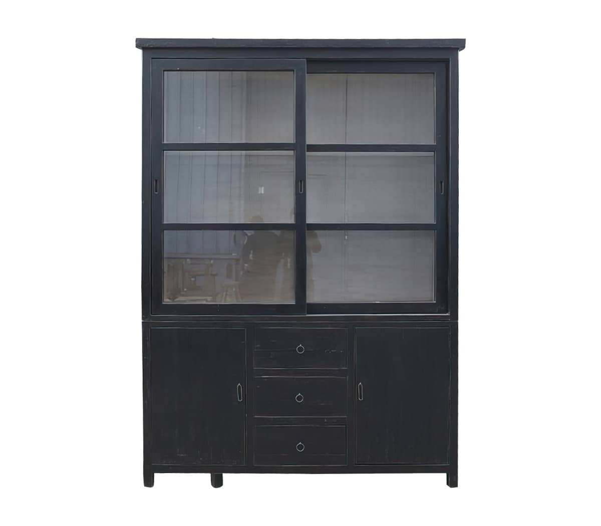 Buffetkast-met-schuifdeuren-met-glas-en-lades