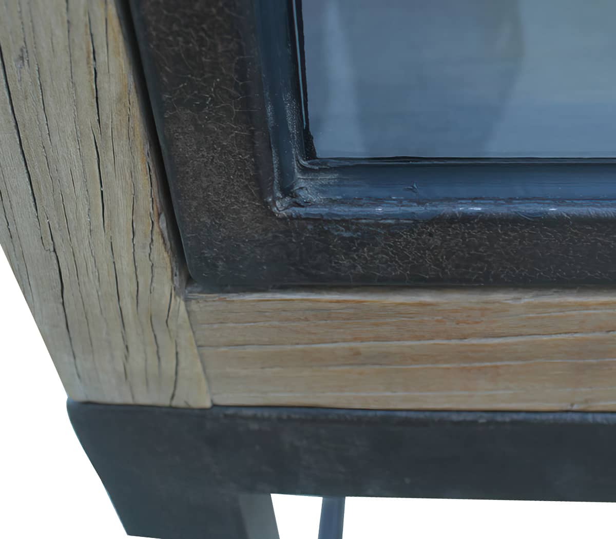 Vitrinekast-met-2-deuren-met-glas-zwart-onderstel