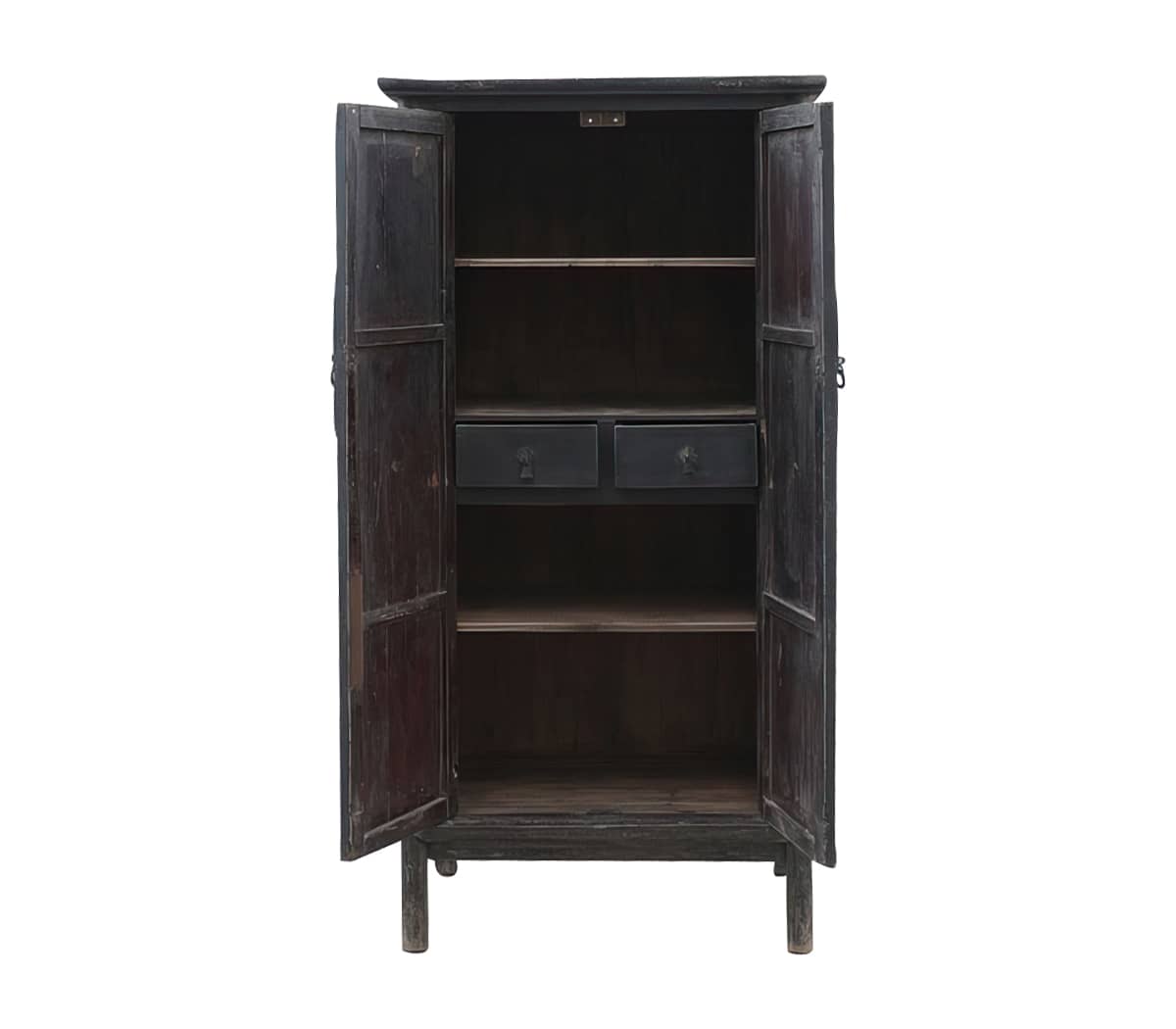 Houten-kast-met-2-deuren-en-lades-in-de-kast