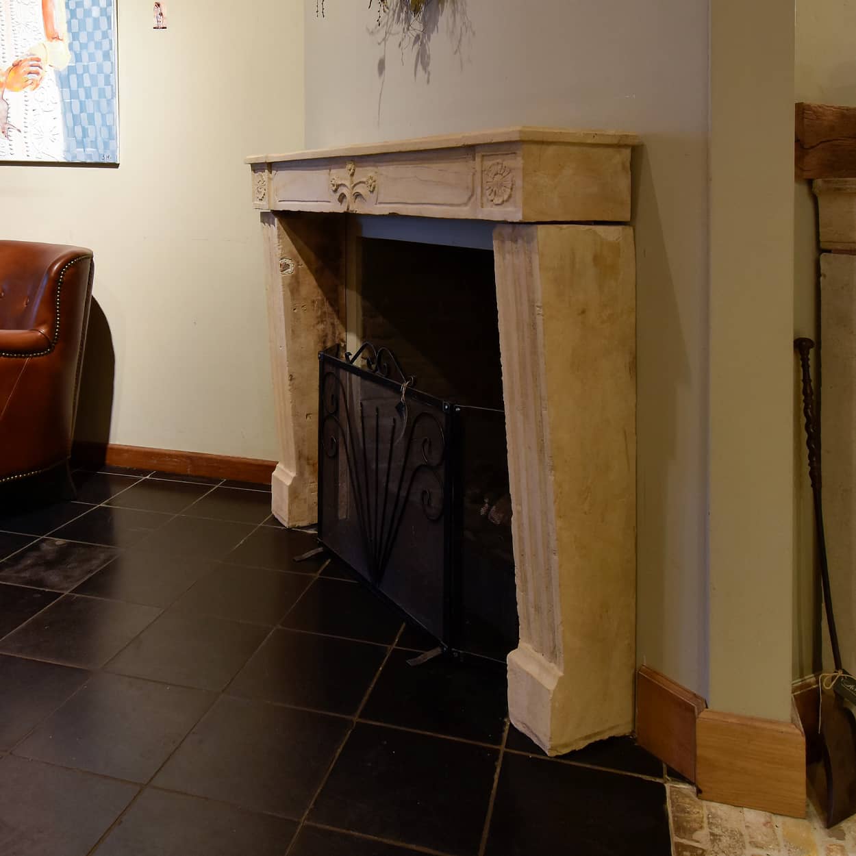 Old marble stone Front fireplace